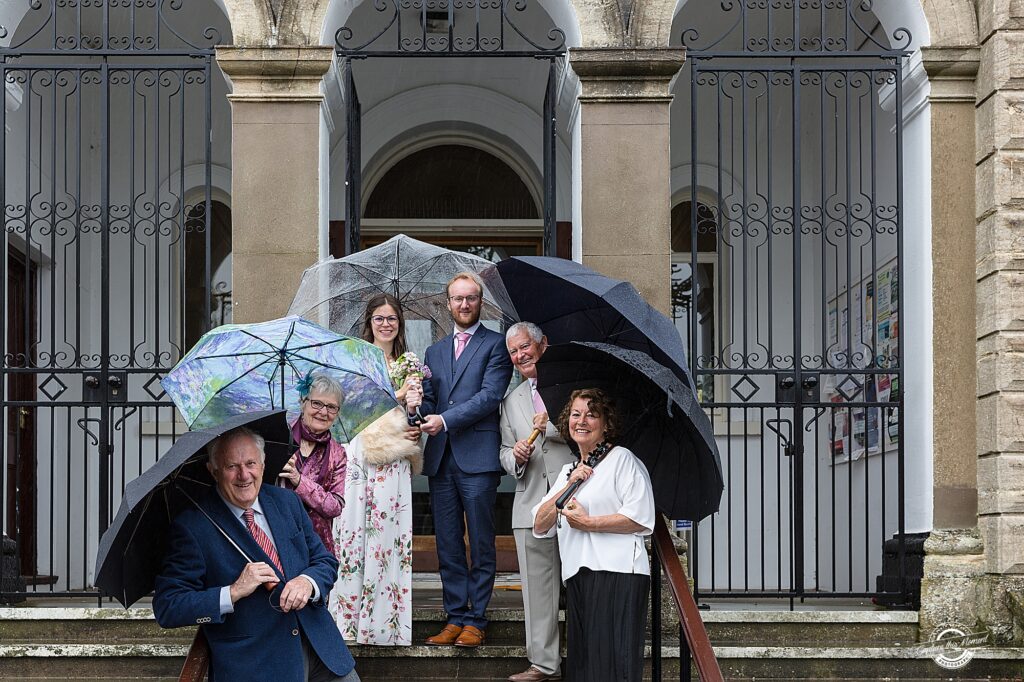 rainy day group shot at Cinderford Registry Office