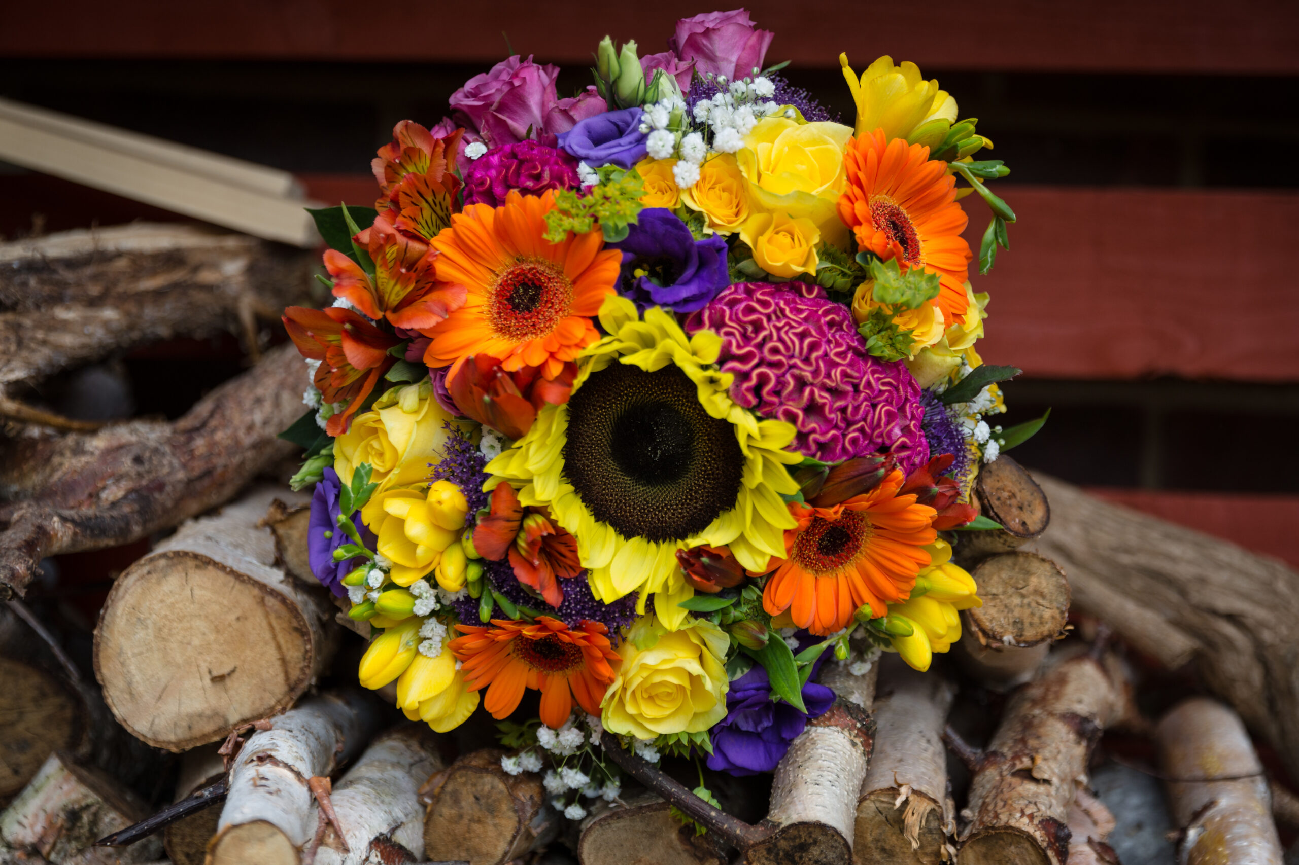 colourful wedding bouquet by Kathryn Goddard Photography