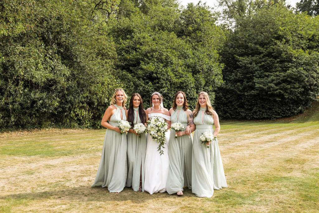 Bride and her bridesmaids at Clearwell Castle
