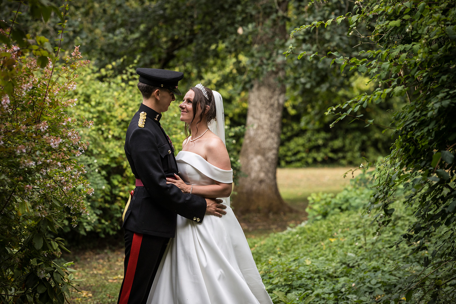 Bride and groom at Clearwell Castle