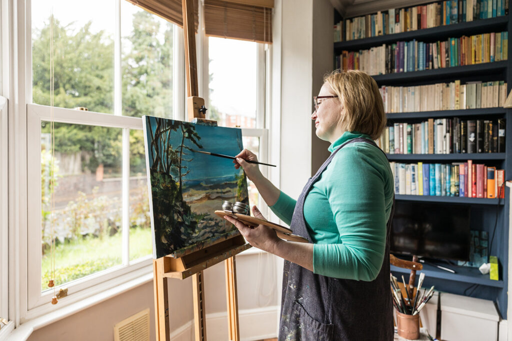 Artist at work  branding shoot Cotswolds